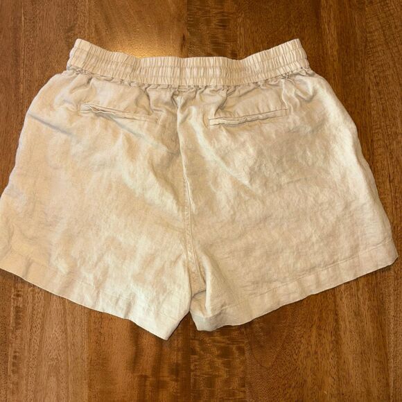 Quince Women’s 100% Linen Shorts XS Tan Elastic Waist Summer Casual - Picture 2 of 7